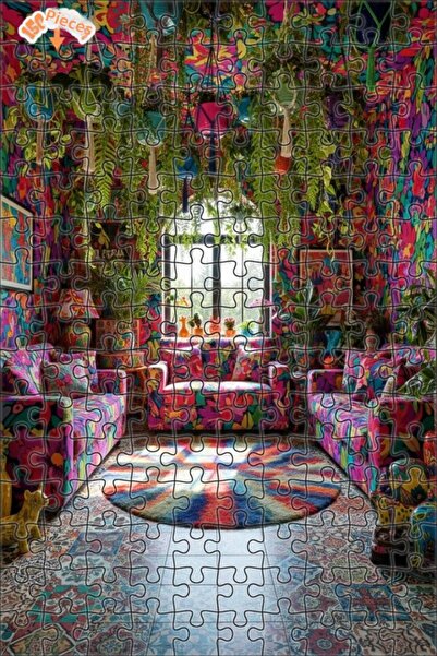 Teona Ahşap لغز خشبي مؤطر من طبقتين بتصميم حديقة الزهور الملونة من بوهيم دريم...