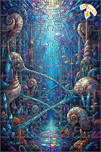 Teona Ahşap لغز خشبي فني من موزاييك سيريلد ستراند مارين، 50 قطعة، 15x25 سم