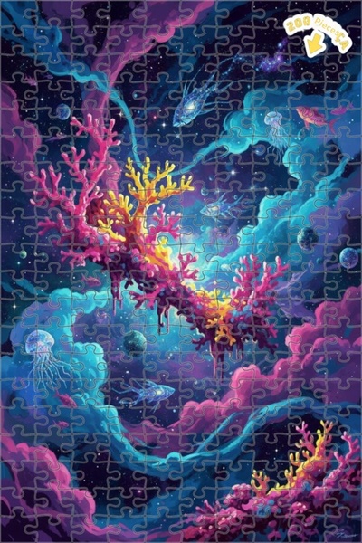 Teona Ahşap لغز خشبي مؤطر ذو طبقتين بتصميم زيتوني اللون لمرجان البحر الفضائي،...