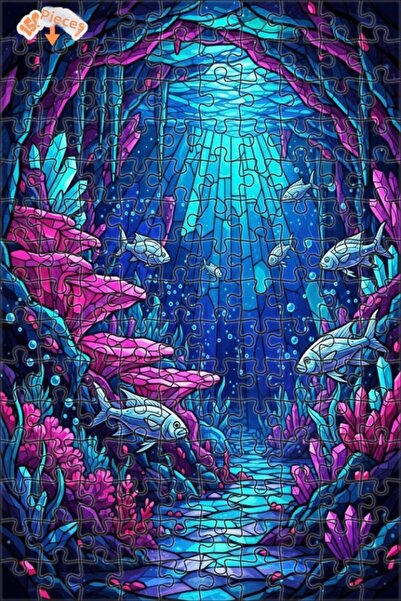 Teona Ahşap لغز خشبي فني من الزجاج الملون على شكل أسماك الكريستال 150 قطعة 20x30