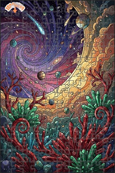 Teona Ahşap Mysterious Galaxy Crystal World Oil Painting Lookalike Art Puzzle...
