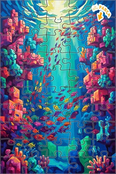 Teona Ahşap لغز فني بمظهر المرجان الملون وحشوة الأسماك الملونة، 50 قطعة، مقاس...