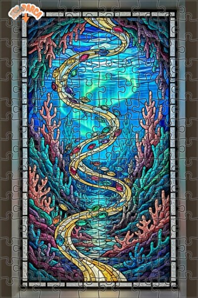 Teona Ahşap Magical Sea Current Oil Painting Lookalike Art Double-Layer Frame...