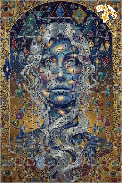 Teona Ahşap لغز خشبي مؤطر بطبقتين على شكل وجه امرأة من جالاكتيك كوزموس، 50 قط...