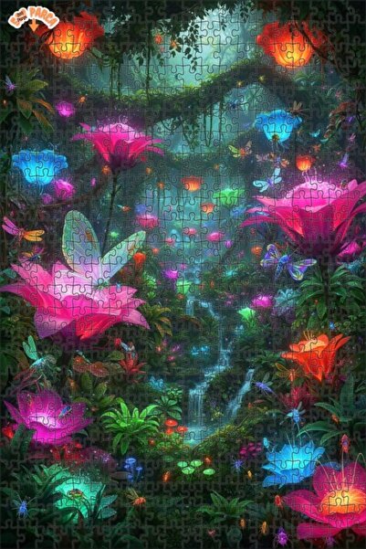 Teona Ahşap ألغاز خشبية ذات طبقتين على شكل فراشات الغابة السحرية وزهور متوهجة...