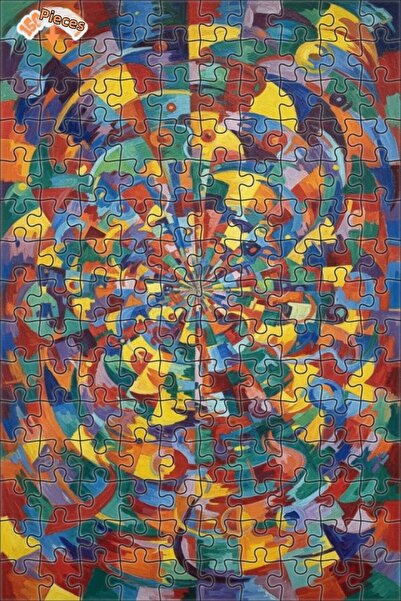 Teona Ahşap لغز خشبي مؤطر ذو طابقين بتصميم تجريدي يشبه لوحة زيتية بألوان دينا...