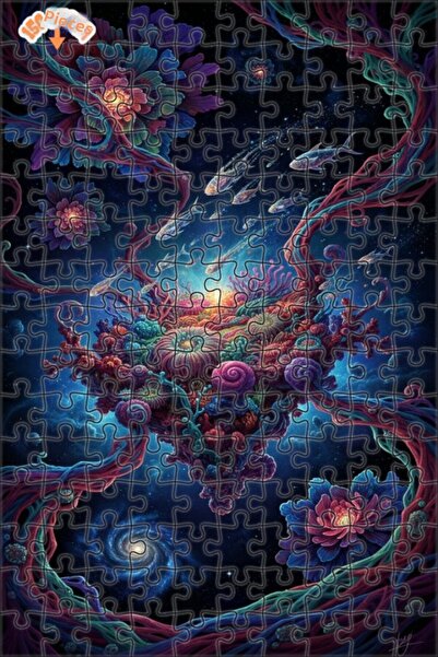 Teona Ahşap لغز خشبي مؤطر ذو طابقين بتصميم لوحة زيتية لسحر تحت الماء المجرمي،...