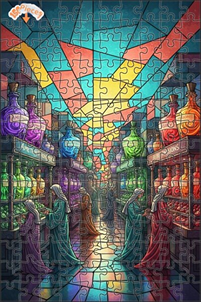 Teona Ahşap Magical Potion Shop Double Layer Framed Wooden Puzzle 150 Pieces ...