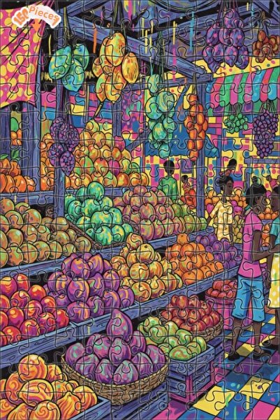 Teona Ahşap لغز خشبي مؤطر ذو طبقتين بمظهر لوحة زيتية من سوق الألوان الزاهية 1...