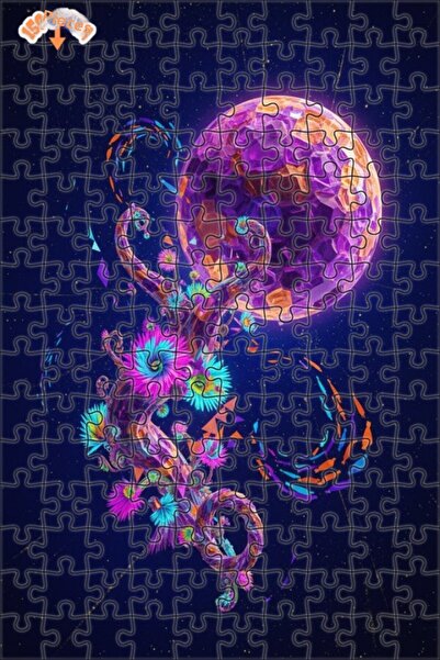 Teona Ahşap Crystal Planet Tree Watercolor Look Art Puzzle 150 Pieces 20X30