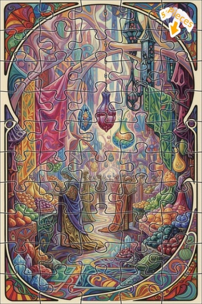 Teona Ahşap لغز خشبي مؤطر بطبقتين من ماركة Magical Market Place Color Cumbus،...