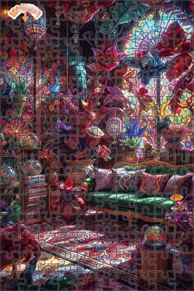 Teona Ahşap Magical Garden Room Oil Painting Look Art Double-Layer Framed Woo...