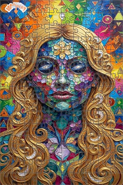 Teona Ahşap The Magical Dance of Colors Women's Portrait Oil Painting Double-...