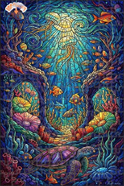 Teona Ahşap لغز خشبي مؤطر ذو طبقتين بتصميم فني فسيفسائي سحري تحت الماء 150 قط...