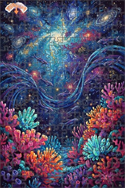 Teona Ahşap لغز فني على شكل مجموعة أسماك المحيطات الفلكية بتأثيرات الألوان ال...