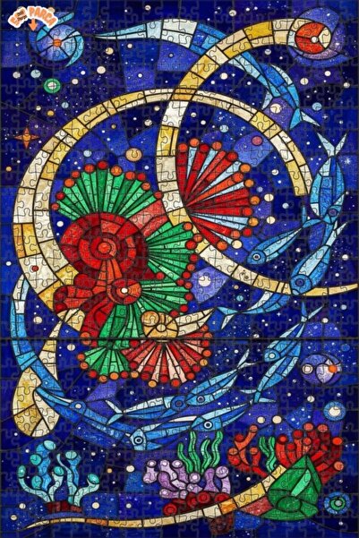 Teona Ahşap Celestial Fish Dance Oil Painting Lookalike Art Double-Decker Fra...