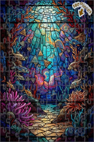 Teona Ahşap لغز خشبي سحري ملون تحت الماء بطلاء زيتي، ذو طبقتين، مؤطر، 100 قطع...