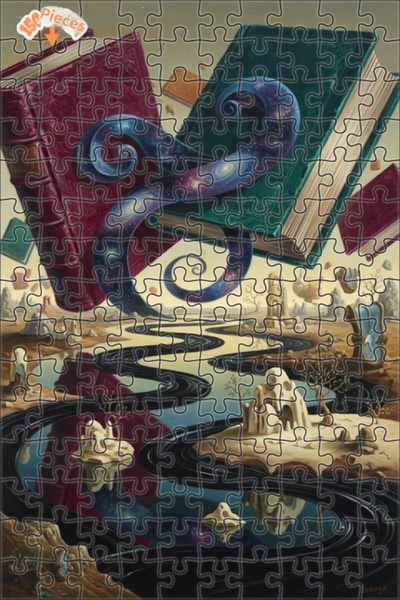 Teona Ahşap رحلة كتب غامضة لا نهاية لها، لوحة زيتية، أحجية خشبية مؤطرة بطبقتي...