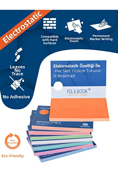 POLABOOK Smart Note Paper - 7X10 cm 100 Sheets - Orange - Non-Adhesive Post-It