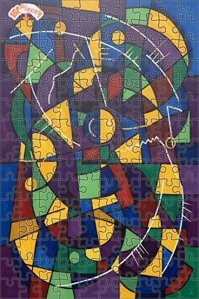 Teona Ahşap Abstract Geometry Patterned Oil Painting Look Wooden Puzzle 150 P...