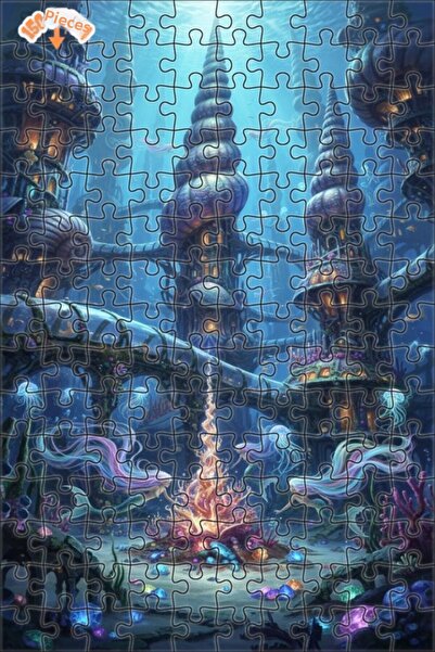 Teona Ahşap Mermaid City Tale Double Layer Framed Wooden Puzzle 150 Pieces 20X30