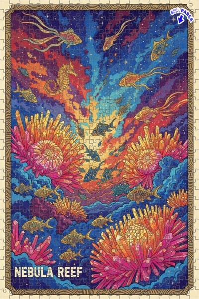 Teona Ahşap لوحة فنية خشبية مؤطرة على شكل نيبولا ريف بمظهر فني حديث، 600 قطعة...