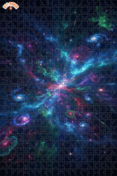 Teona Ahşap لغز خشبي مطبوع عليه فن رقمي من Space Explosion، لغز خشبي مؤطر بطب...