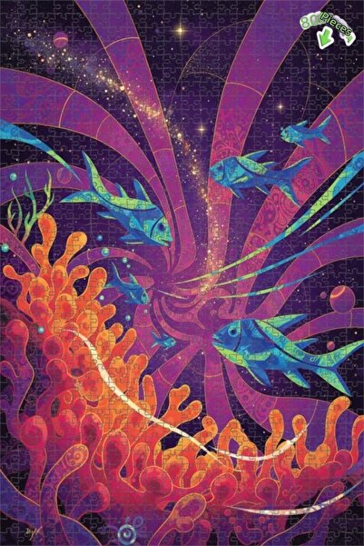 Teona Ahşap ألغاز الأعماق الغامضة والأسطح الملونة والأسماك، لغز خشبي ذو طبقتي...