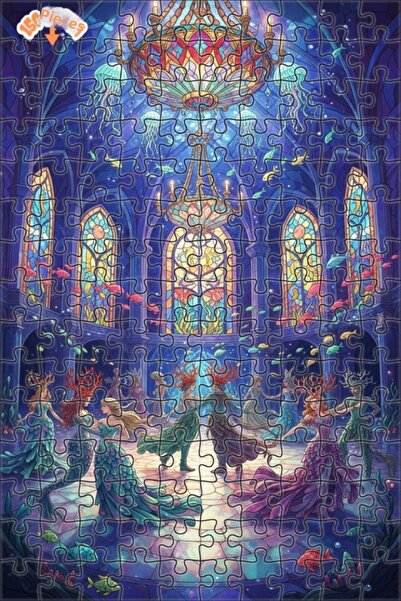 Teona Ahşap Magical Mermaid Ball Double Layer Framed Wooden Puzzle 150 Pieces...