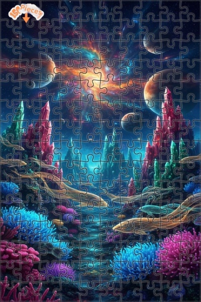 Teona Ahşap Fantastic Space Crystal Fish Illustration Double Layer Framed Woo...