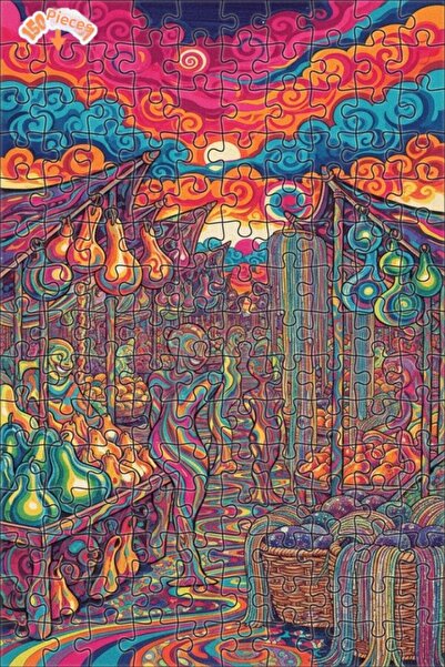 Teona Ahşap لغز خشبي بتصميم لوحة زيتية لسوق سايكدليك، 150 قطعة، مقاس 20x30