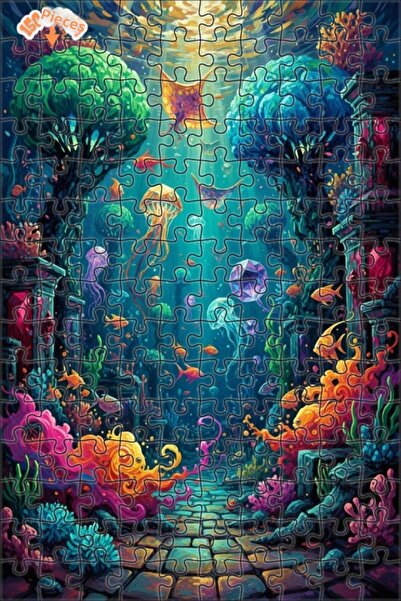 Teona Ahşap Fantastic Undersea Kingdom Oil Painting Look Wooden Puzzle 150 Pi...