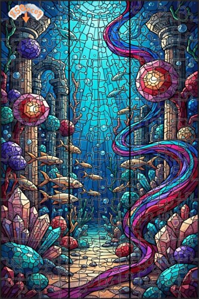Teona Ahşap Mysterious Undersea Crystal Palace Stained Glass Art Wooden Puzzl...