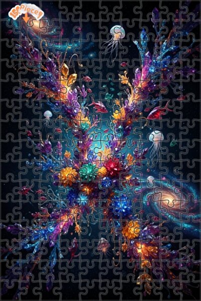 Teona Ahşap لغز خشبي مزدوج الطبقات على شكل سمكة قنديل البحر من الكريستال العا...