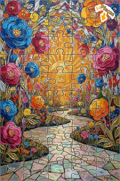 Teona Ahşap لغز خشبي بتصميم طريق الحديقة المشمسة باللون الزيتي 50 قطعة 15x25