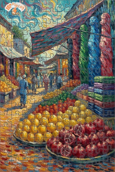 Teona Ahşap لوحة زيتية لمشهد سوق نابض بالحياة، لوحة فنية ذات طابقين مؤطرة، لغ...