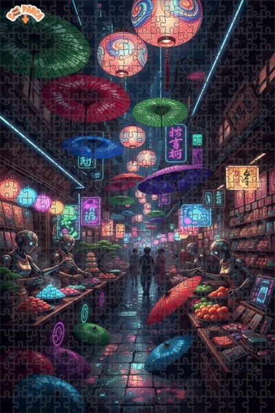 Teona Ahşap لغز خشبي بإطار ذو طابقين بمظهر لوحة زيتية مستقبلية 500 قطعة 50×30