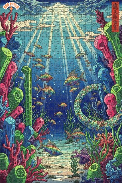 Teona Ahşap لغز خشبي ملون بإطار مزدوج الطبقات بتصميم عالم الأسماك الكريستالية...