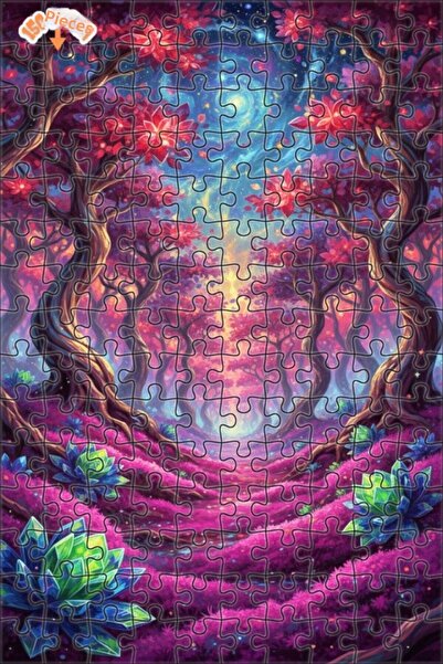 Teona Ahşap Magical Forest Road Oil Painting Look Art Puzzle 150 Pieces 20X30