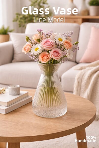 Nandy Home Χειροποίητο Γυάλινο Βάζο, Μοντέλο Line - Γυάλινο Βάζο