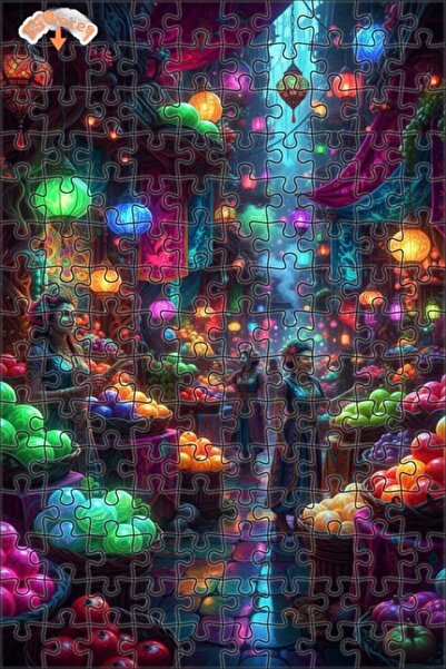 Teona Ahşap Magical Market Color Palette Oil Painting Look Double-Decker Fram...