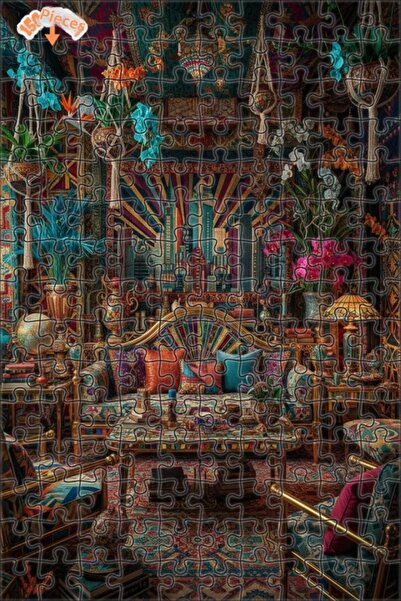 Teona Ahşap Bohemian Cityscape Oil Painting Look Double-Decker Framed Wooden ...