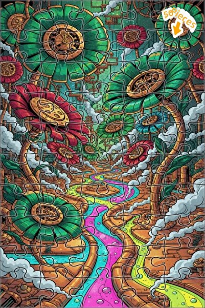 Teona Ahşap لغز خشبي بإطار مزدوج الطبقات من سلسلة فلورسنس ستيم فيوتوريستيك، 5...