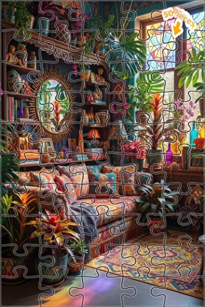 Teona Ahşap لغز خشبي بإطار مزدوج الطبقات من بوهيم رينك كومبوش، 50 قطعة، 15×25