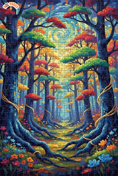Teona Ahşap Dream Forest Oil Painting Lookalike Double Layer Framed Wooden Pu...