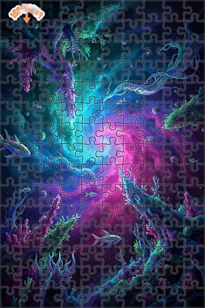 Teona Ahşap Fish in the Galactic Coral Sea Double Layer Framed Wooden Puzzle ...