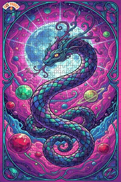 Teona Ahşap Majestic Dragon Galaxy Double Layer Framed Wooden Puzzle 500 Piec...