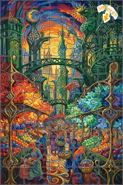 Teona Ahşap Magic Flowers Universe Oil Painting Look Art Double-Decker Framed...