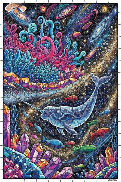 Teona Ahşap Universal Narval Dream Watercolor Look Double-Decker Framed Woode...