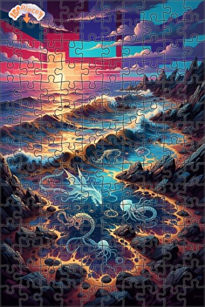 Teona Ahşap Magical Sea Dragons Oil Painting Lookalike Art 150 Pieces 20X30